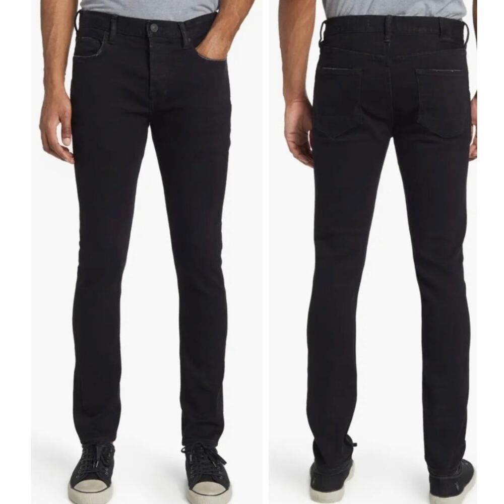 AllSaints Cigarette Skinny Fit Jeans Men 36x32 Jet Black NWT Stretch Denim